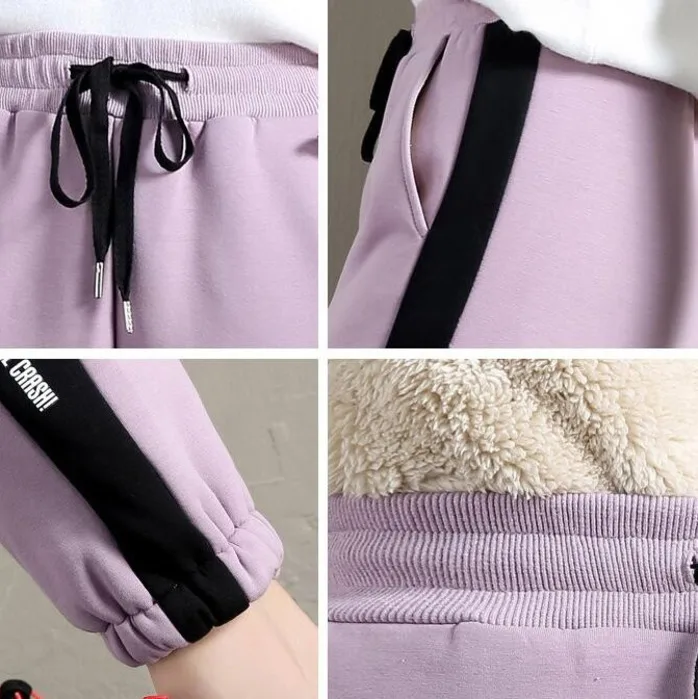 2018 зимние повседневные женские спортивные брюки корейские модные плотные теплые