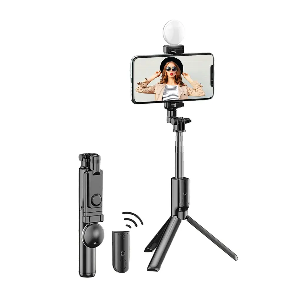 

Wireless Bluetooth-compatible Selfie Stick with Led Ring Light Foldable Tripod Monopod For iPhone Xiaomi Samsung Live Tripod