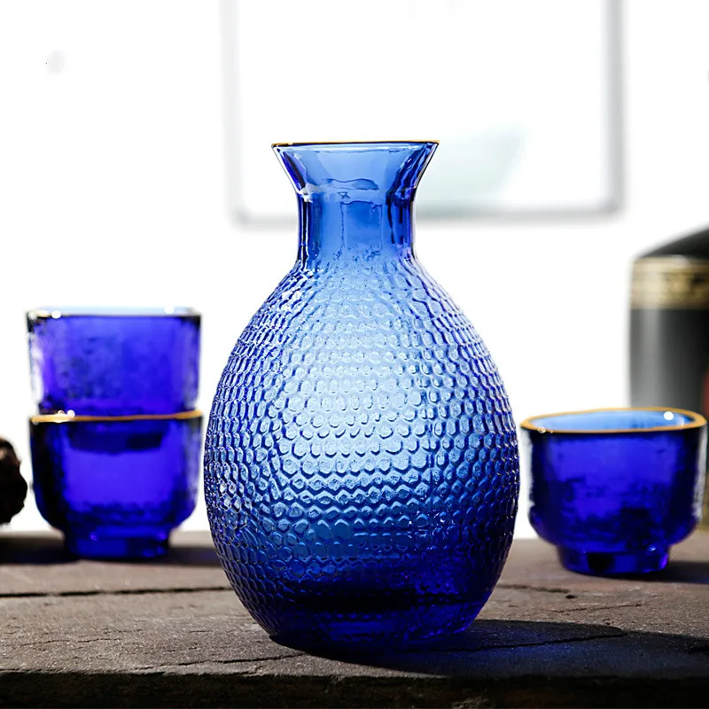 Новый стиль синий 1 горшок 4 бокала набор для вина молоток с сетчатым узором