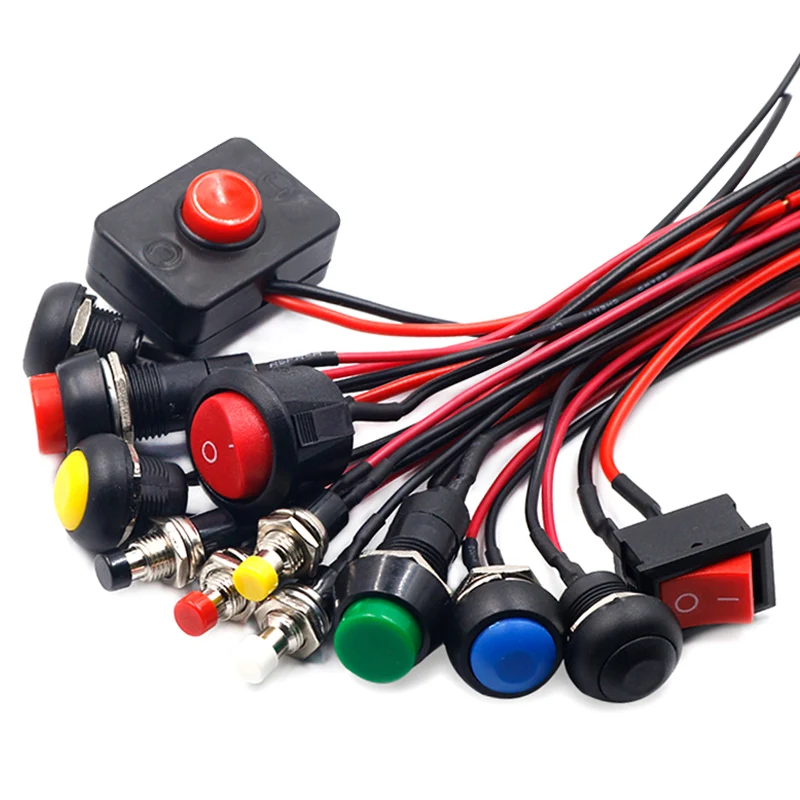Push button switch waterproof small car circuit wire speaker electrical mini boat shape round line | Электроника