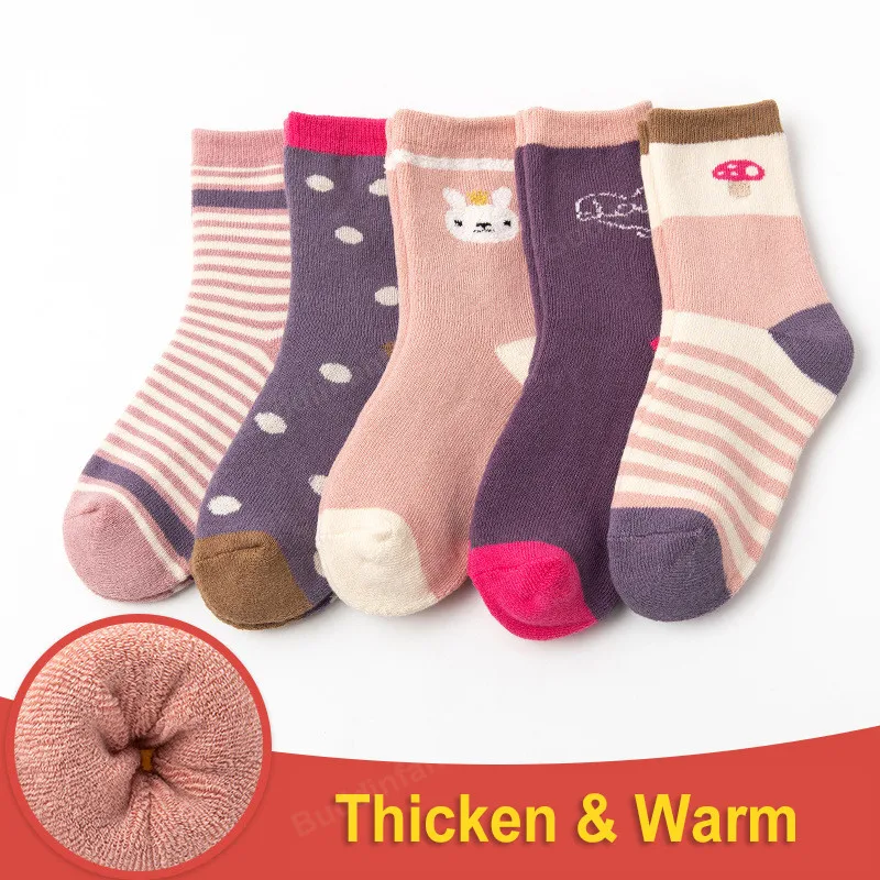 

5 Pairs/Lot Winter Baby Girls Boys Socks Cute Thicken Warm Kids Sock Cartoon Toddler Christmas Anime Socks For 1-9Yrs Children