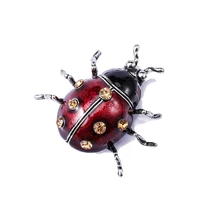 wulibaby vintage red enamel beetle broocohes women insects party casual brooch pins
