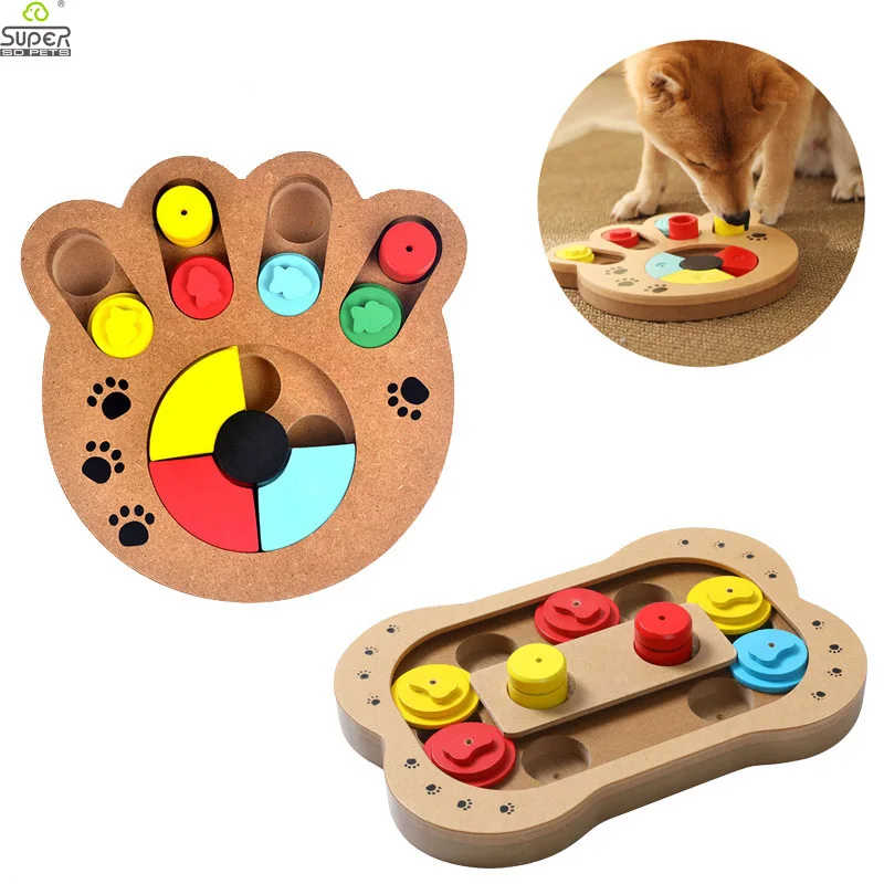 

Деревянная игрушка-пазл для собак увеличение IQ Интерактивная собака медленная кормушка дозирование еды собаки тренировочные игры игрушки ...