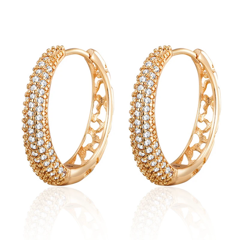 Роскошные серьги кольца с кубическим цирконием AAA золотого и серебряного цвета