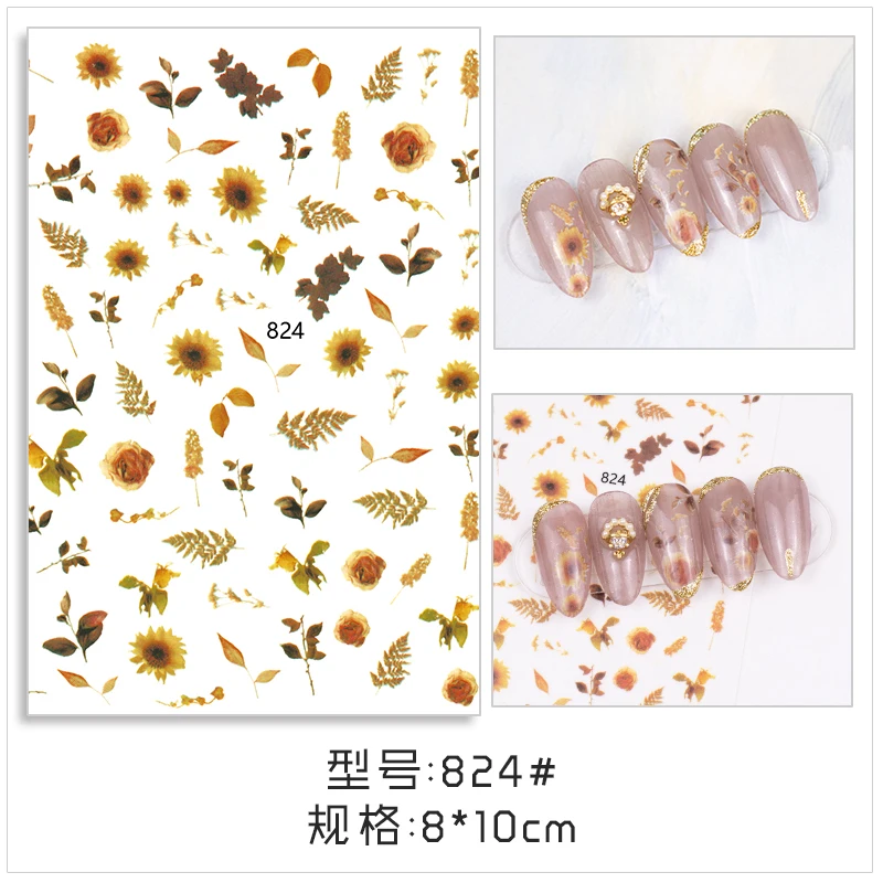 1 шт. Ретро Винтаж акценты ультратонкий переводные наклейки для ногтей цветы