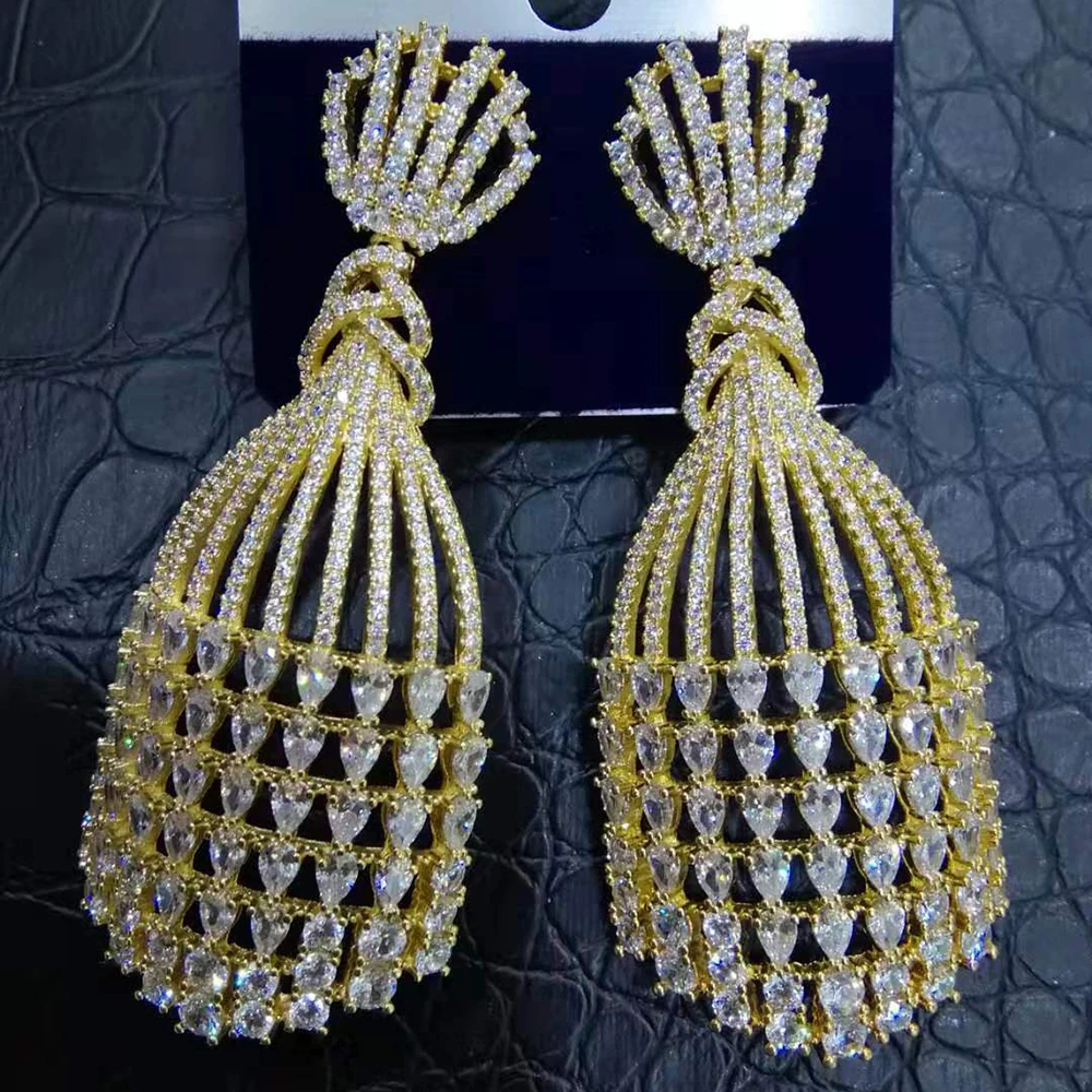 

GODKI 2022 Korean Fashion Long Waterdrop Dangle Earrings High Quality Earring for Women Wedding Gift Party Wedding