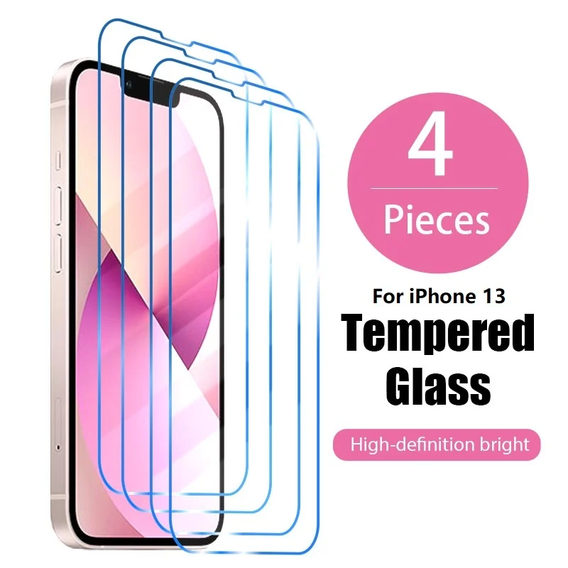 

4PCS Screen Protector for iPhone 13 12 11 Pro Max Protective Glass for iPhone 7 8 6S 6 5 5S Plus SE 2020 13 12 Mini Glass