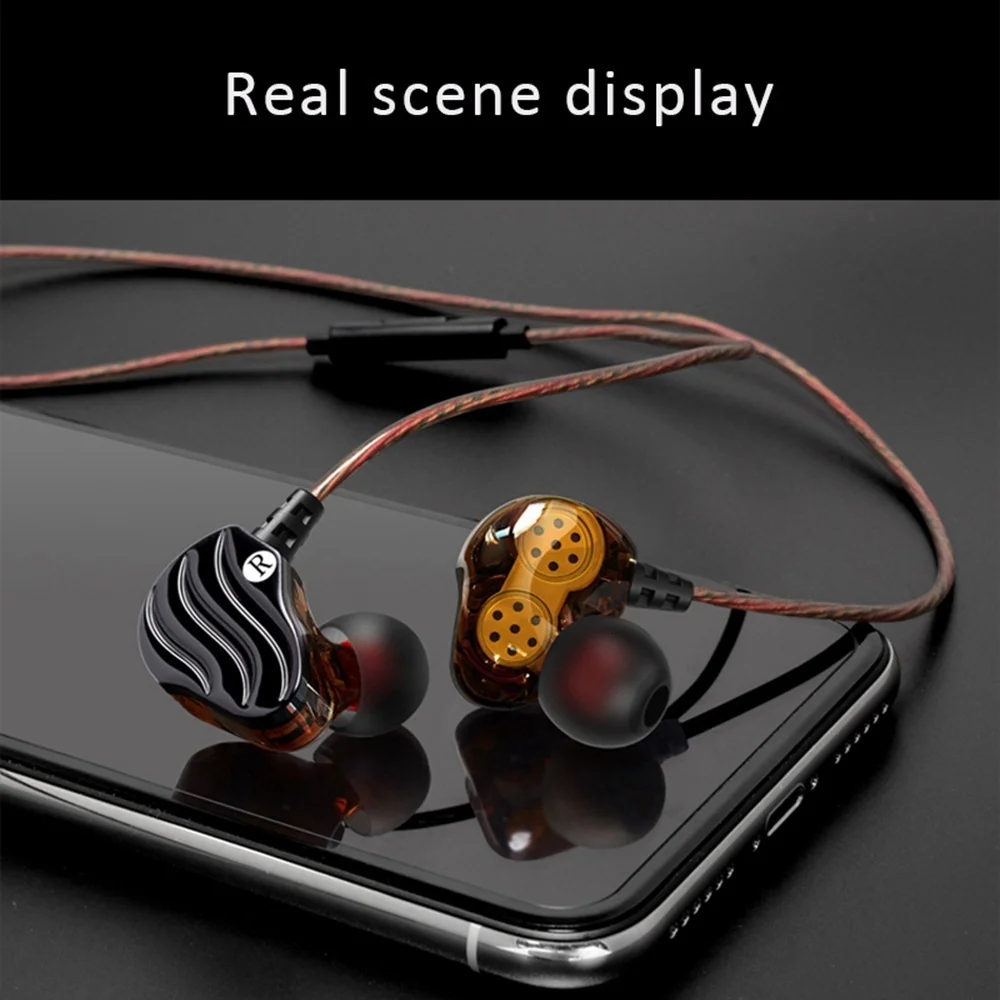 Ubeamer вкладыши проводные наушники двойной блок привод стерео Бас Сабвуфер