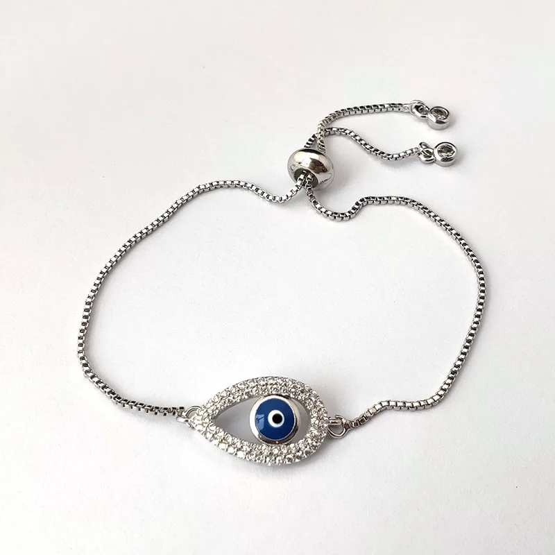 

10 Pcs Micro Pave Shiny Cubic Zircon CZ Eye Connector Bracelet for Women girl Charm Fashion jewelry Gift BG308