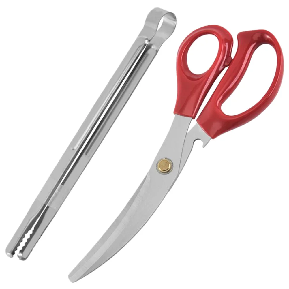 

2Pcs BBQ Scissor Clips Stainless Steel Chicken Bone Cutlet Scissors Food Tongs