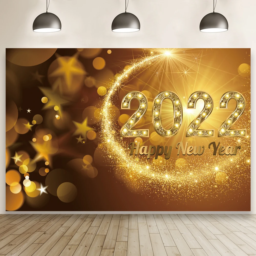 

Золотые бриллиансветильник боке 2022 с новым годом Виниловый фон семейный уживечерние фоны фотография дети портрет фото