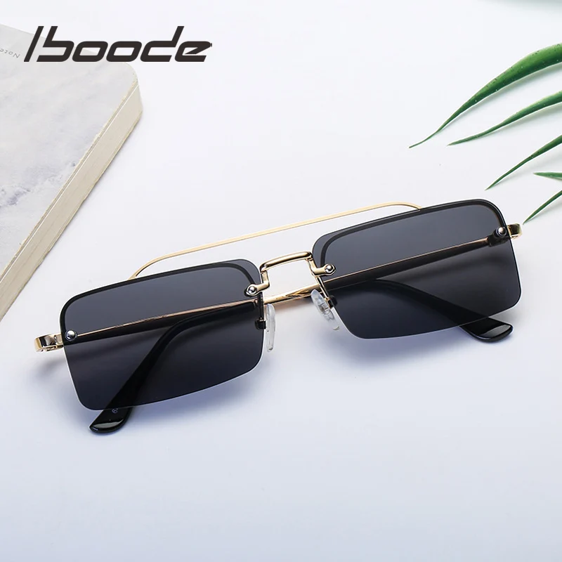 

Маленькие прямоугольные солнцезащитные очки Iboode, женские Квадратные Солнцезащитные очки без оправы для женщин, лето 2022, стильные женские с...