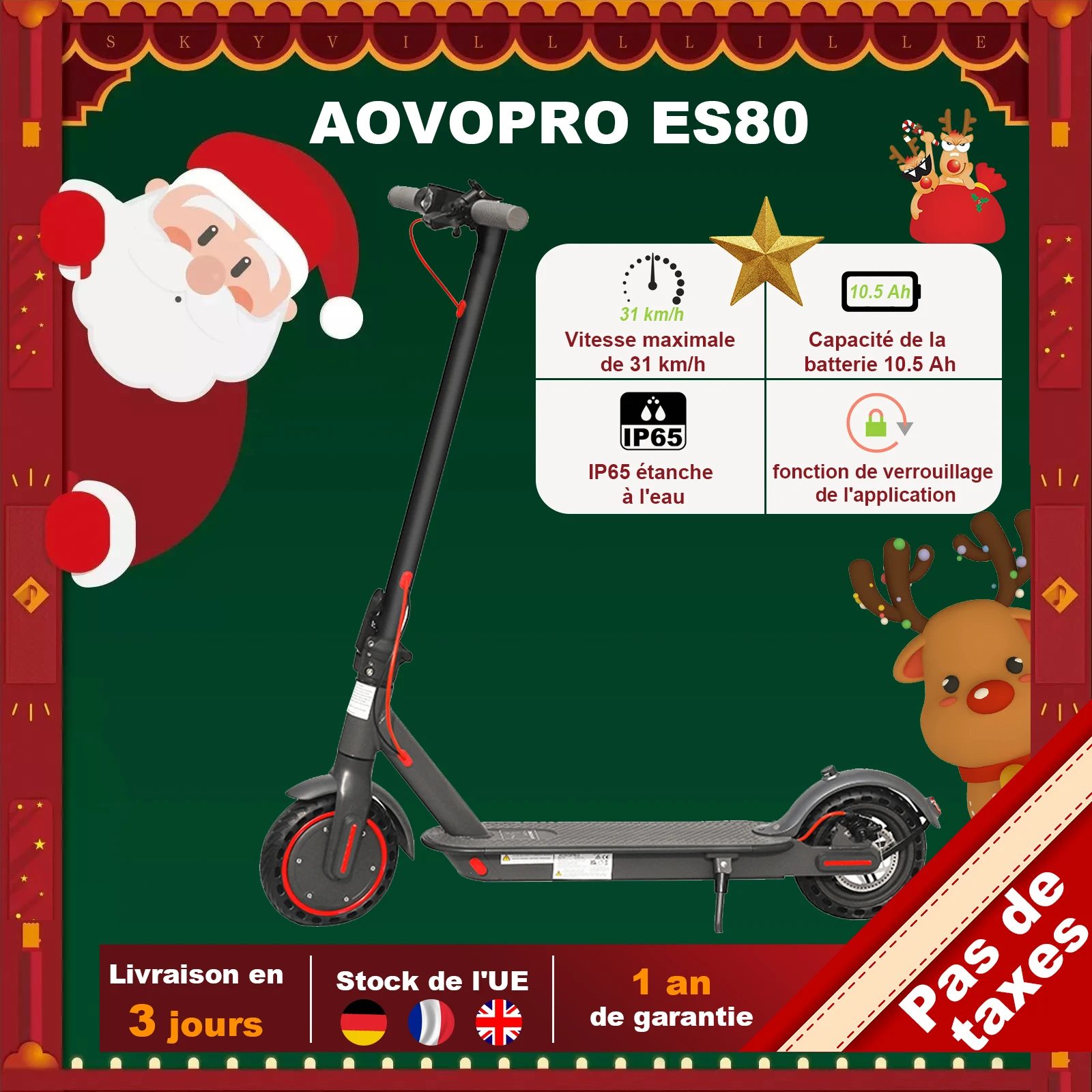 AOVO европейский 31 км/ч Электрический скутер с бесплатным НДС EScooter 8 5 дюймов 350 Вт