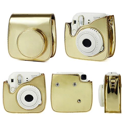 Mirror golden Fujifilm Instax Mini camera Bag ColorfuI мгновенный аксессуар для камеры из искусственной кожи чехол с плечевым ремнем для Instax Mini 9 Min8 8 - Цвет: Mirror golden