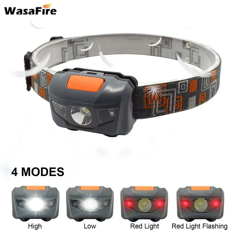 

WasaFire 2pcs/lot Mini Headlamp White Red Light LED Headlight Waterproof Frontal Flashlight 4 Modes Head Lamp Torch for Camping