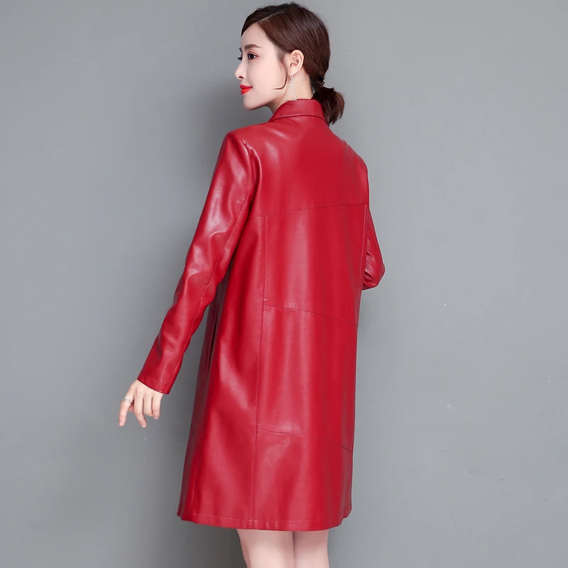 Женский Длинный Тренч из искусственной кожи черное пальто с капюшоном верхняя