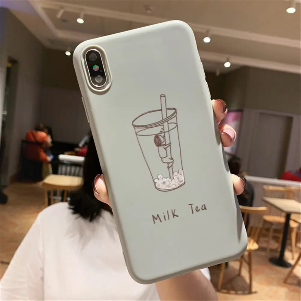 Lovebay молочная бутылка для чая чехол для iPhone 7 8 6 6S Plus силиконовые чехлы для телефонов iPhone X XR XS Max пары буквы мягкий чехол из ТПУ