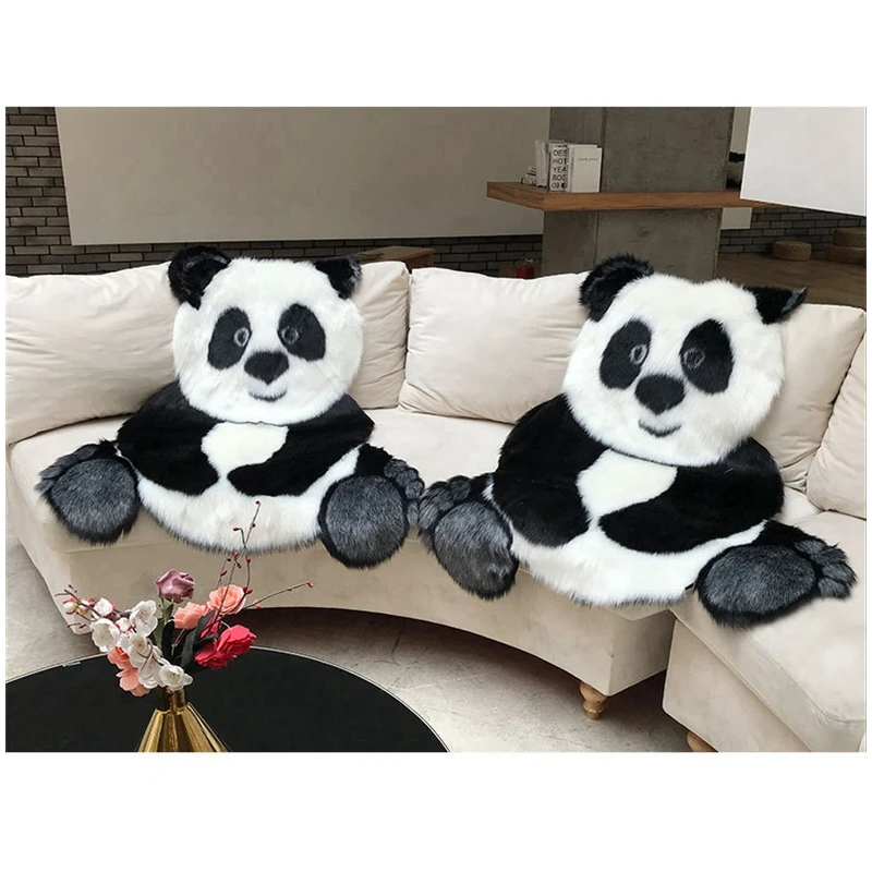 

Panda Printed Rug Lovely Child Carpet Cowhide Faux Skin Leather Non Slip Anti Skid Mat 90x120CM Animal Print Carpet