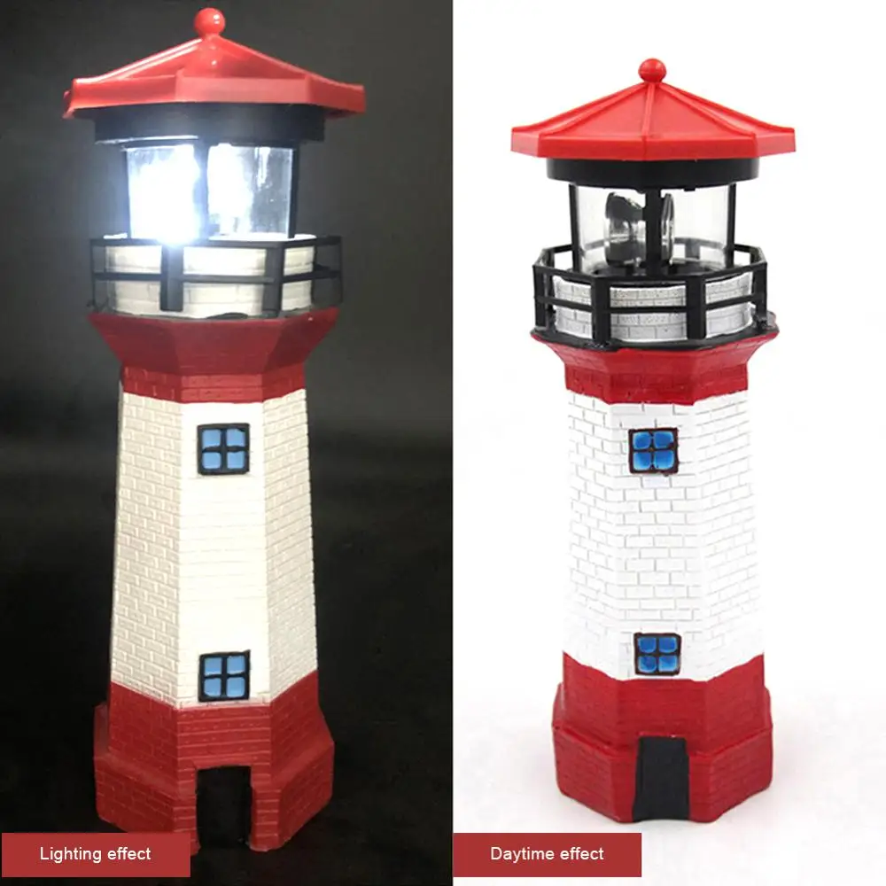 

Solar Rotating Lighthouse Outdoor LED Garden Resin Decorative Light Garden Waterproof Landscape Sensor Light Bedroom Night Light