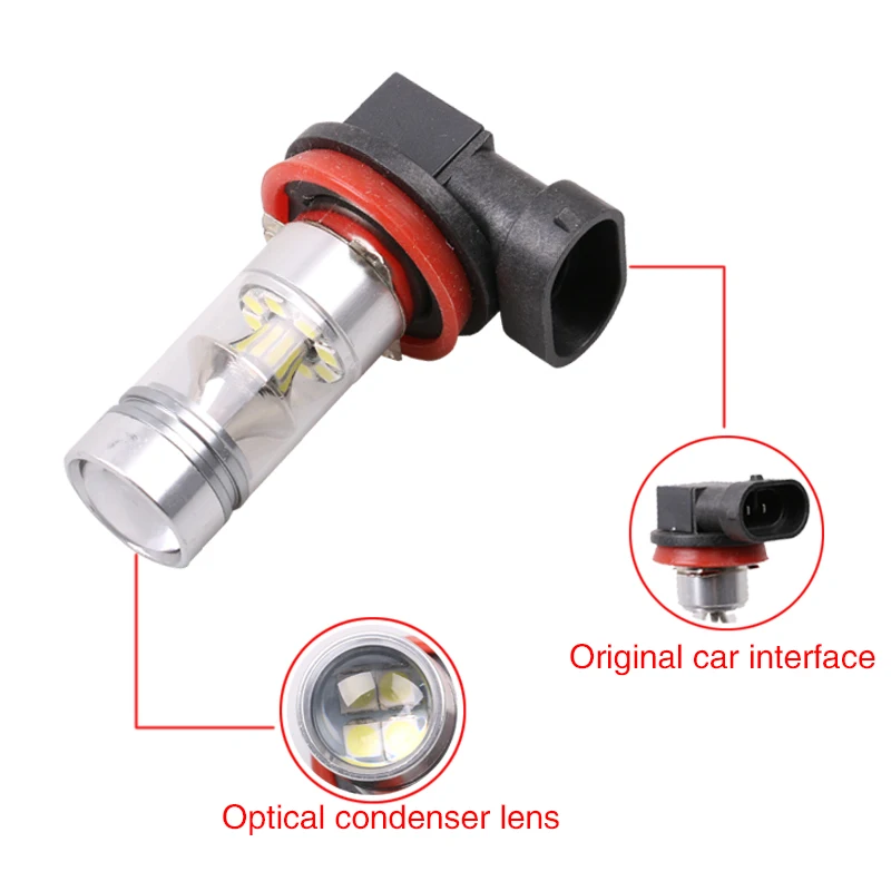2 шт. H8 H11 9005 HB3 9006 HB4 100 Вт 20 SMD Автомобильный светодиодный противотуманный фонарь