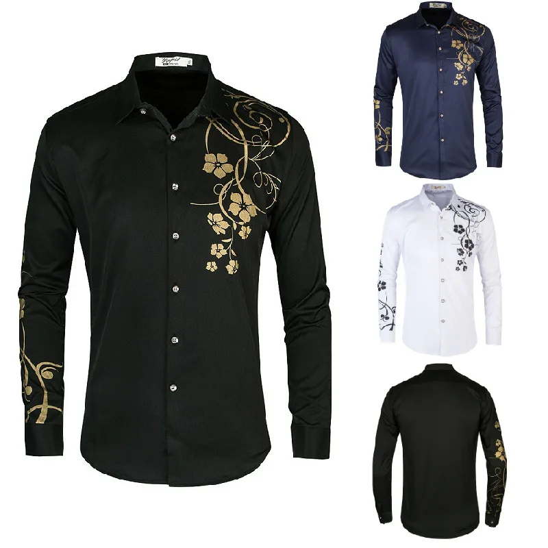 2021 Spring And Autumn Men's Printed Shirt Long-Sleeve Men Slim Fit Dress Shirts Business Casual Fashion Trend Chemise Homme