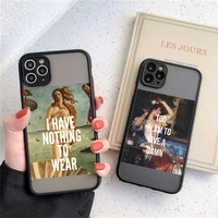 artistic statue pattern matte phone case for iphone 13 12 11 pro max x xr xs max 7 8 plus 12 mini se2020 camera protection cover