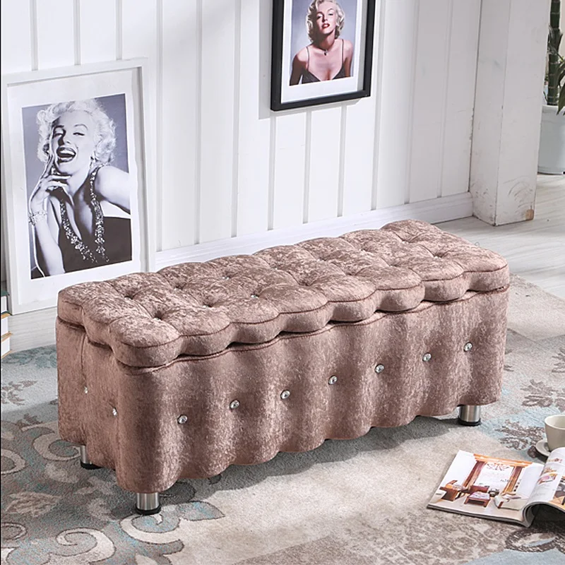 

European-style cloth solid wood storage stool multifunctional shoe clothing store bed end sofa