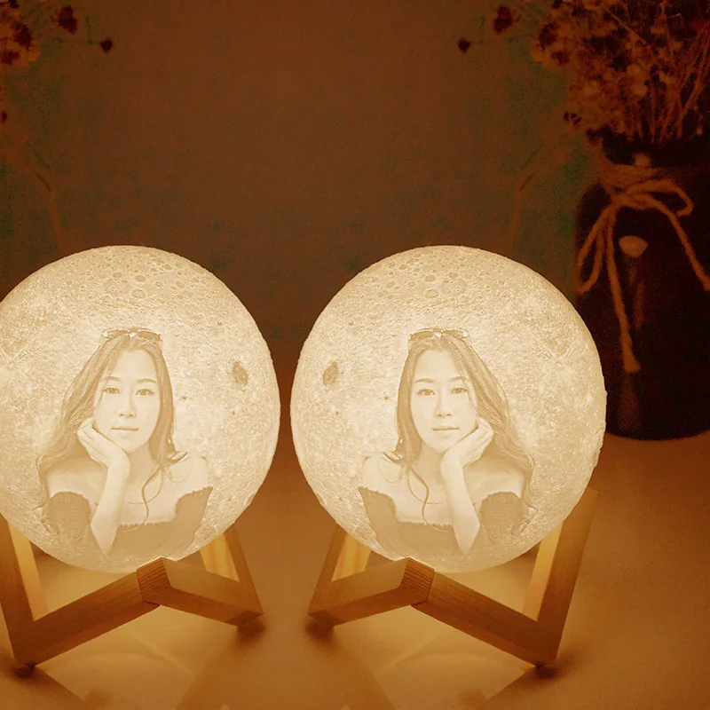 2/16 цветов лунный светильник фото/текст на заказ индивидуальная Лунная usb зарядка