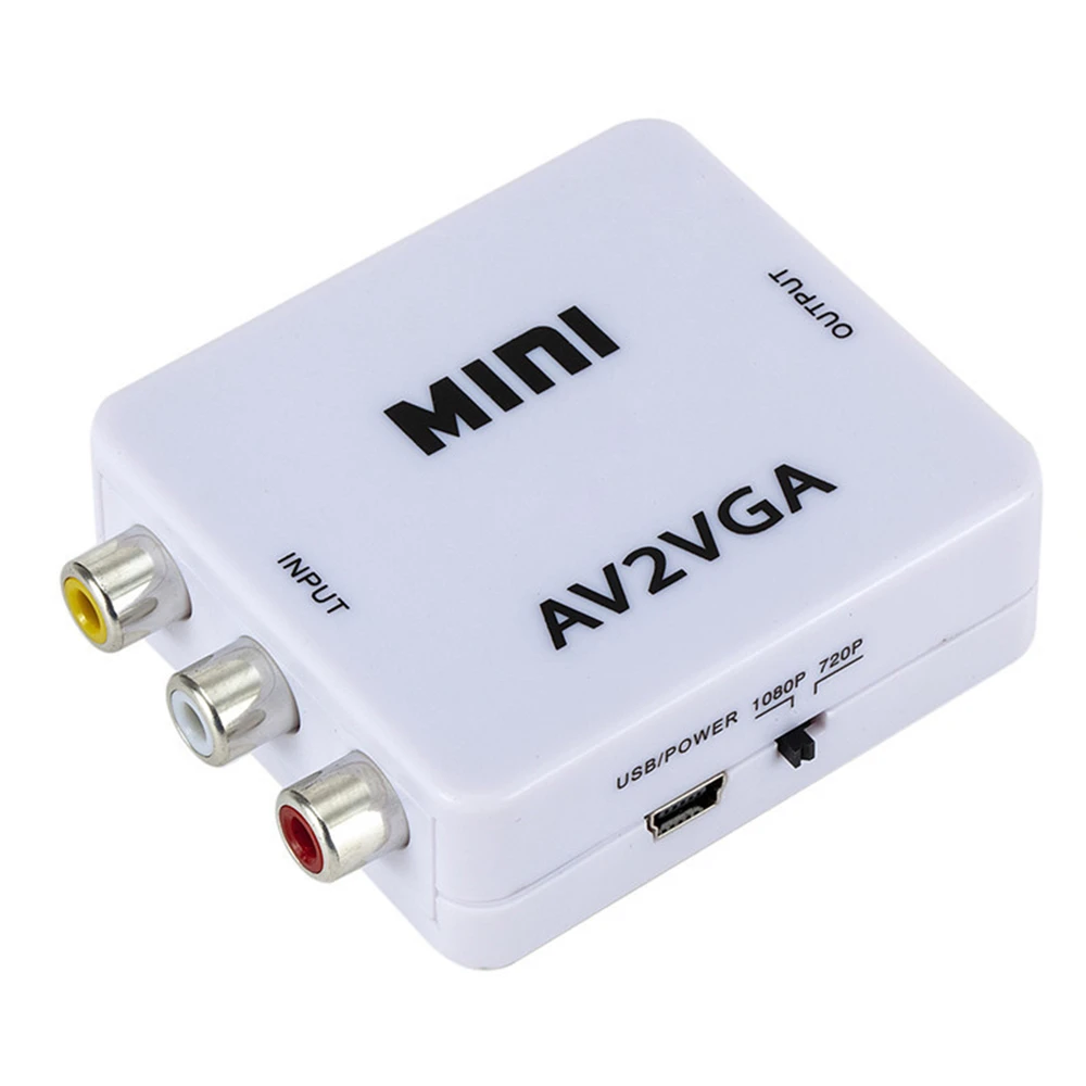 Преобразователь видео 1080P RCA AV в VGA мини-видеоконвертер конвертер с аудио 3 5 мм AV2VGA
