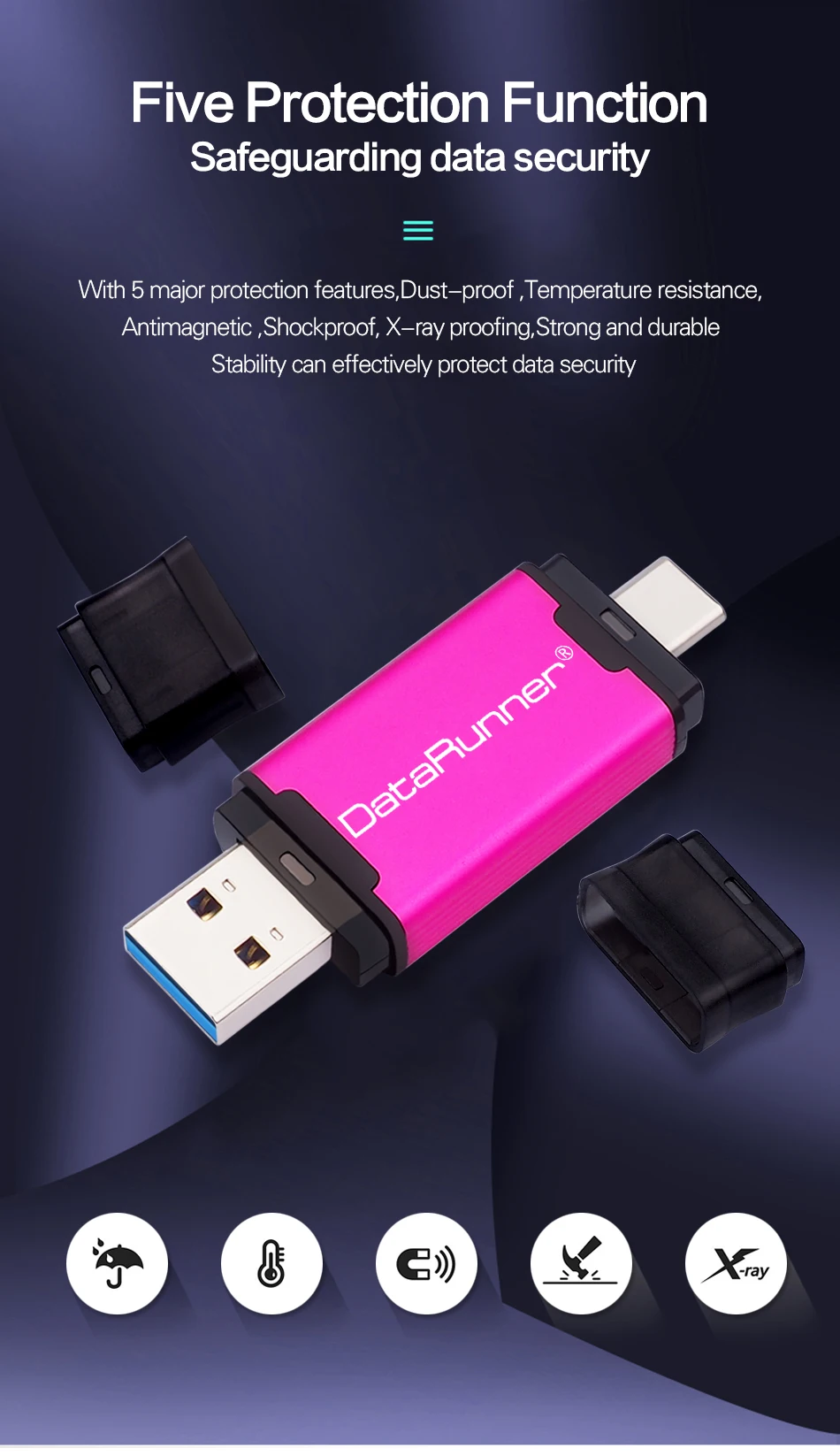 USB флеш-накопитель DataRunner type C, USB флешка, 3,0, 512 ГБ, 256 ГБ, 128 ГБ, 64 ГБ, 32 ГБ, внешний накопитель, флешка для type-C/PC