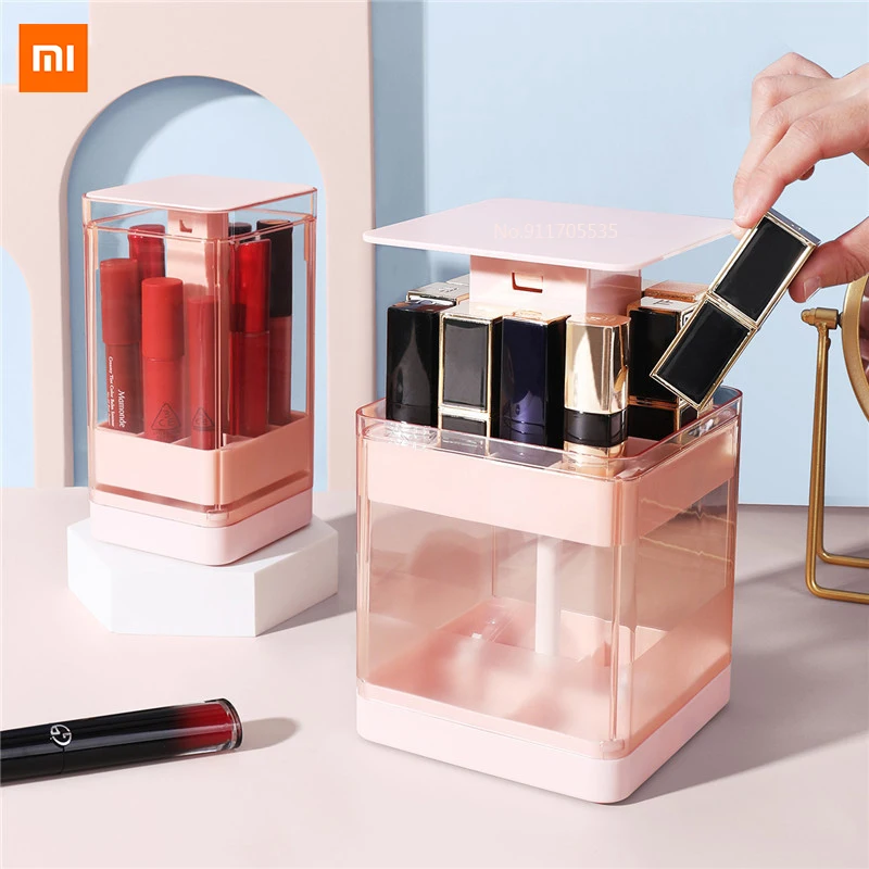 

Xiaomi Youpin Press-lift lipstick storage box, cosmetic dust-proof belt cover, transparent view window, red frame