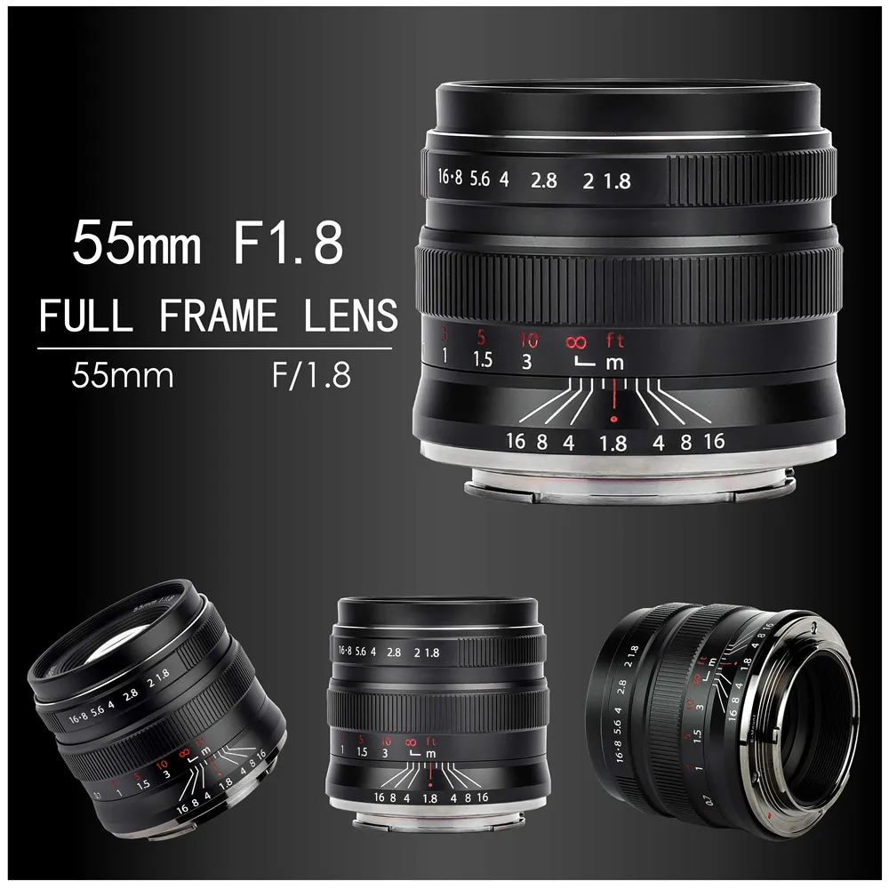 Brightin star 55 мм F1.8 Полнокадровый объектив для камеры с фиксированным ручным фокусом