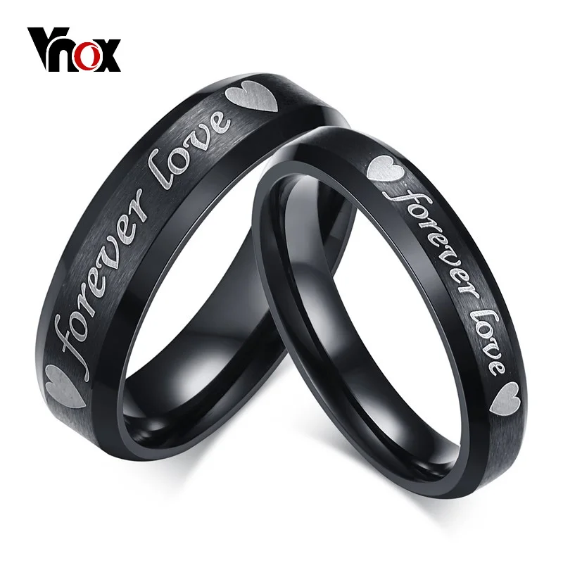 Vnox гравировкой &quotForever Love&quot Свадебные Кольца для Для женщин мужчин Альянс Юбилей