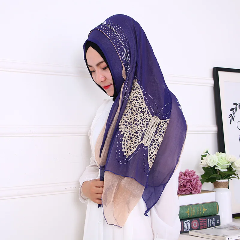 Шифоновый хиджаб с вышивкой в виде бабочки для женщин | Тематическая одежда и