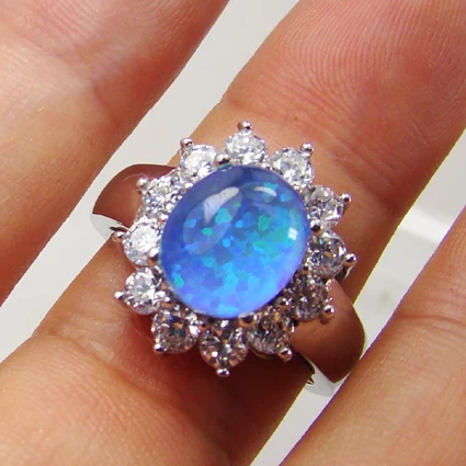 Женское Латунное овальное кольцо с Синим Опалом от AliExpress RU&CIS NEW