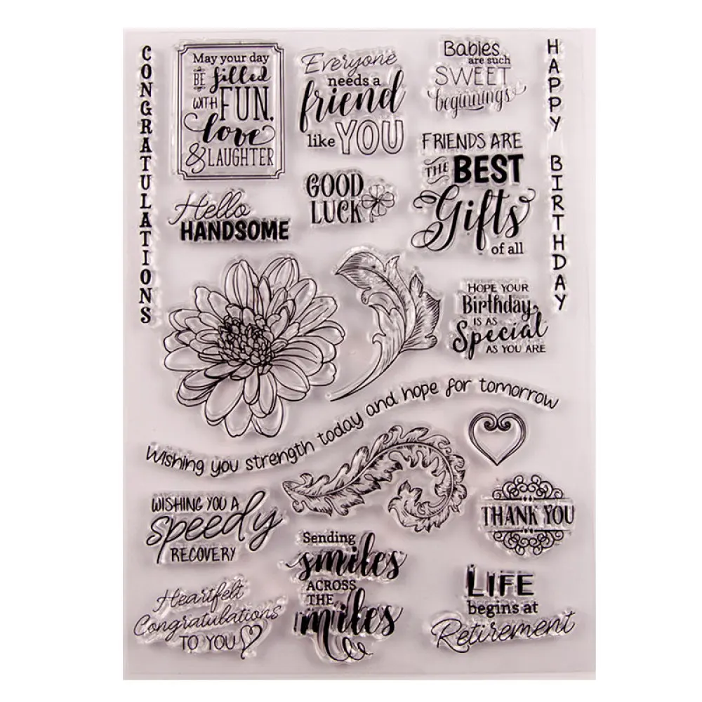 

Birthday Wishes Phrase Blossom Clear Stamp 2020 Transparent Silicone Seal for DIY Scrapbooking Photo Album Decorative Stamp
