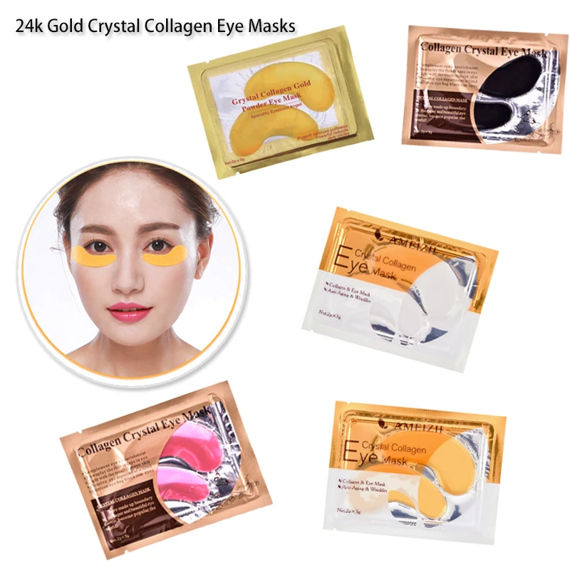 Wholesale 24k Gold Crystal Collagen Eye Masks Dark Circles Remove Moisturizing Skin Care Eye Patches Ageless Gel Mask Eyes Pads