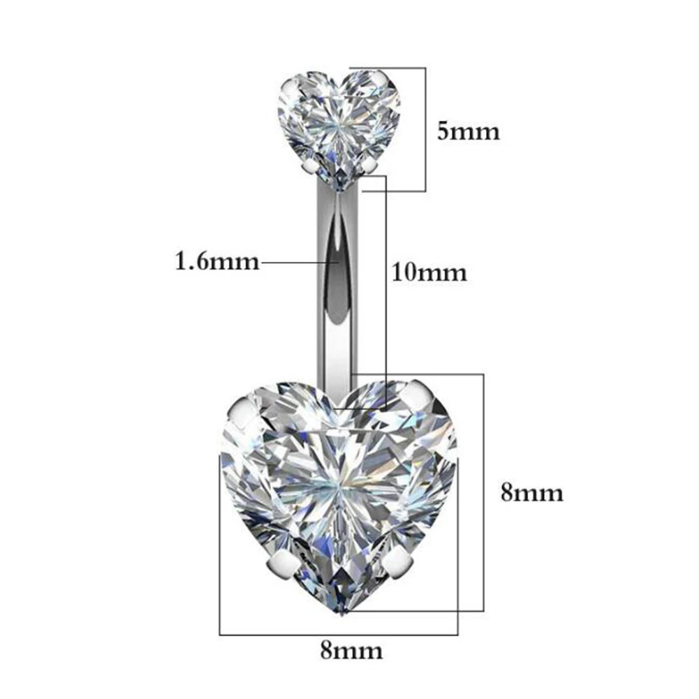 1 шт. стальное кольцо для пупка пирсинг женское сердце стиль Кристальный пупок