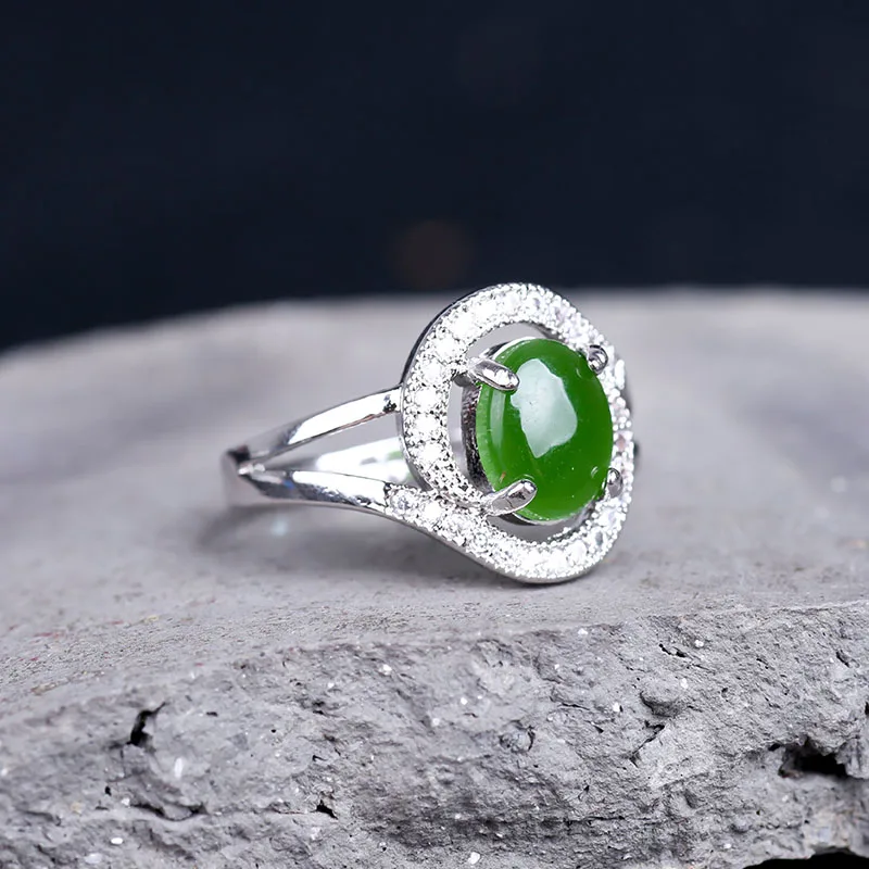S925 серебро Синьцзян нефритовое кольцо регулируемое отправить вашей маме чтобы