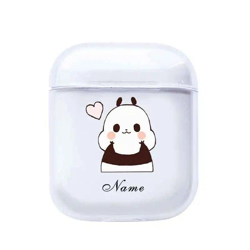 Прозрачные чехлы для Airpods Cute panda Custom Name прозрачные мягкие чехлы для AirPods Чехлы Защитные беспроводные наушники чехол - Цвет: DIY186