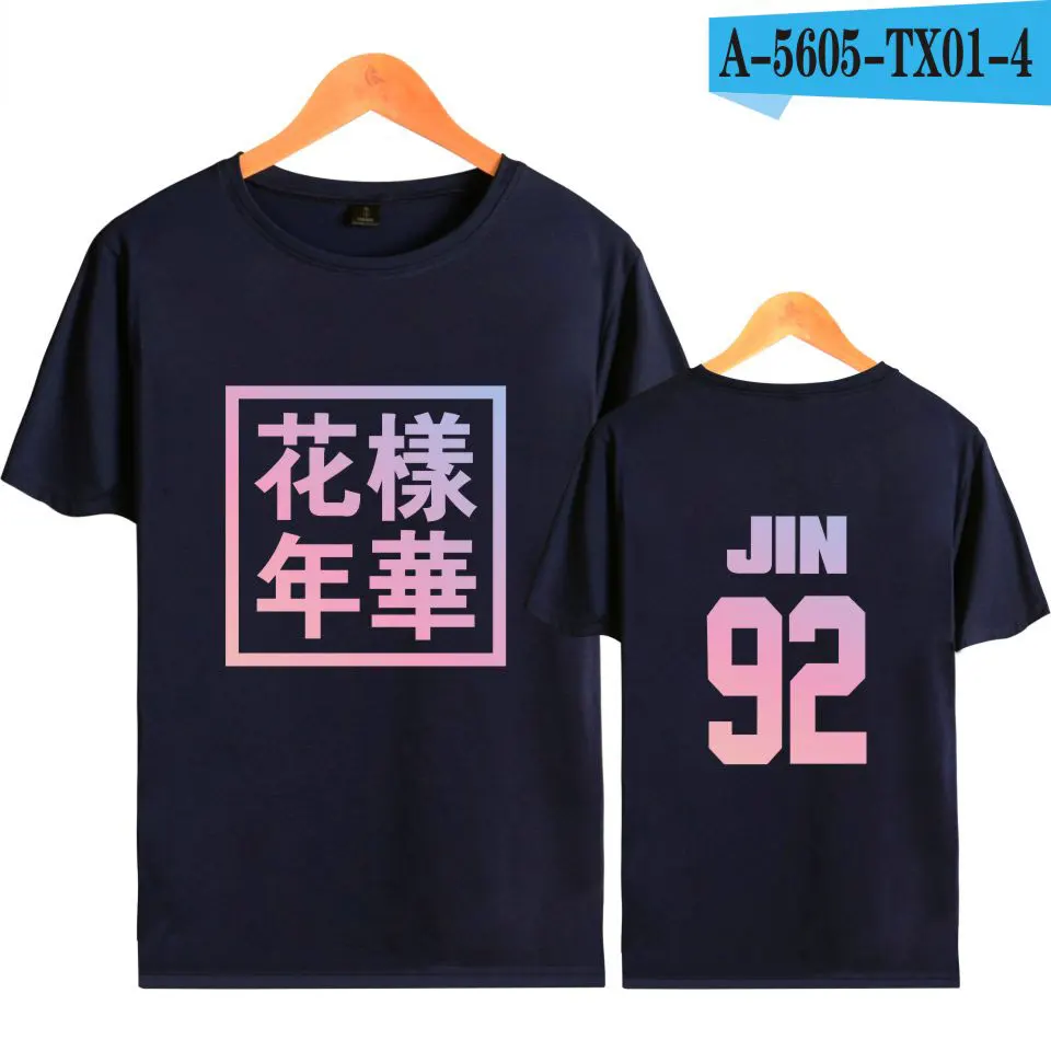 Navy Blue Корейская Футболка Kpop bangtan/футболка с короткими рукавами черного и серого цвета для мальчиков хлопковые футболки для молодых женщин Forever популярные футболки - Цвет: Navy Blue