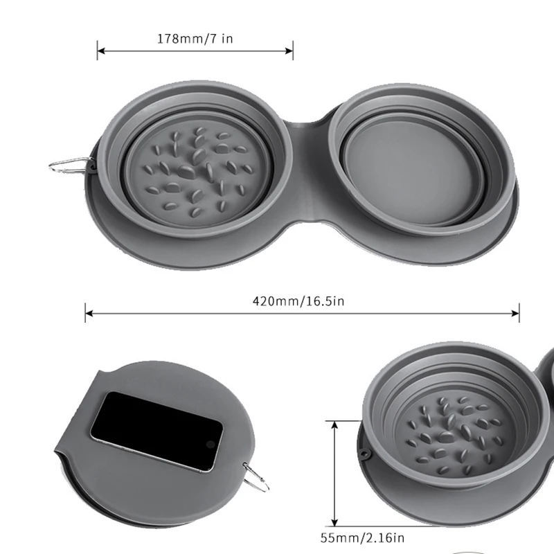 

Silicone Double Dog Bowl Non-Slip Pet Food Bowl Portable Anti-choking Double Pet Bowl Feeder For Cat Pubby Dog Pet Supplies