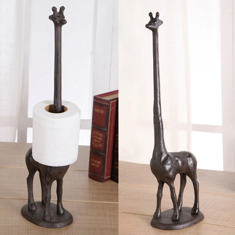 

Cast Iron Giraffe Large Toilet Roll Holder Paper Free Stand Bathroom/Parlor Storage Giraffe