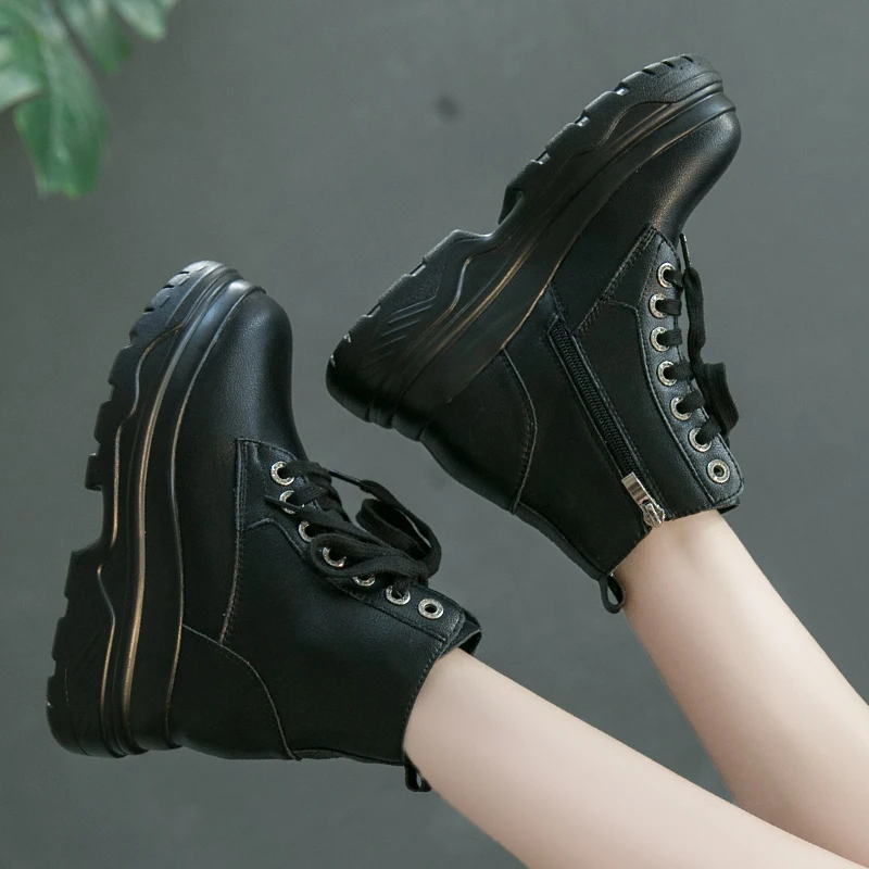 Размеры 35-39 ботинки на плоской платформе женская обувь осенние удобные martin