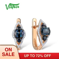 vistoso gold earrings for women 14k 585 rose gold sparkling blue sapphire luxury diamond wedding band anniversary fine jewelry
