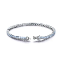 aiyanishi 925 sterling silver tennis bracelet for women 3mm sky blue topaz bracelets sona diamond jewelry party wedding jewelry