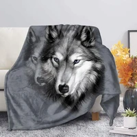 gray wolf print flannel fleece throw blanket moon night wolves sherpa blanket on beds adults kids fur throw blanket