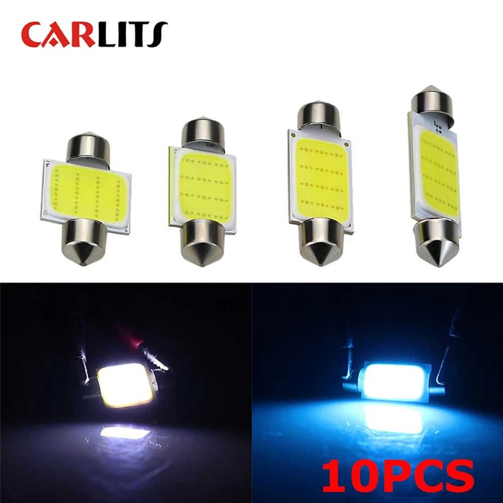 Автомобильные лампы CARLITS C5W COB светодиодный светильник 10x12 В SMD 31 мм 36 39 42 Белый