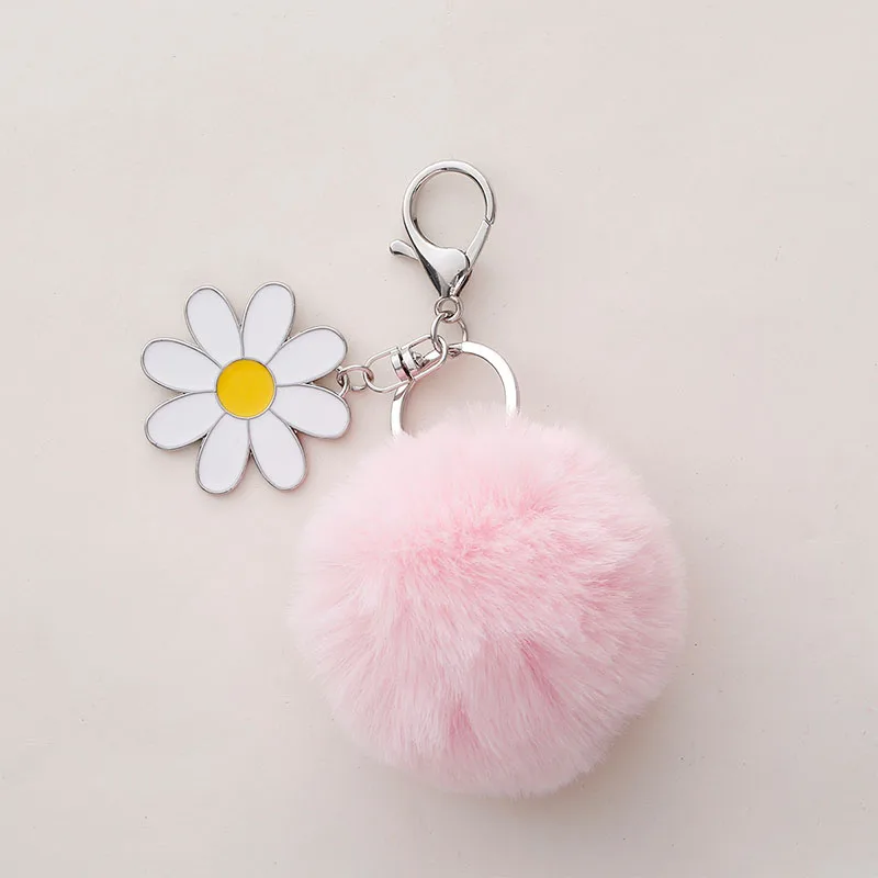 

Manufacturers stock artificial cute rabbit plush keychain alloy oil drop flower plush pendant car luggage pendant multicolor