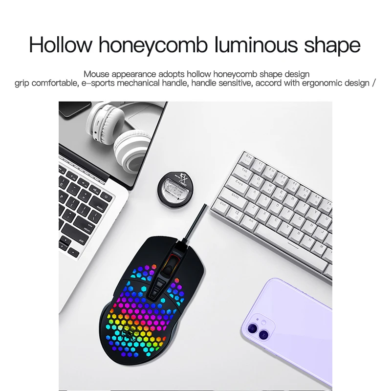 V9 Glare Eating Chicken игровая Проводная мышь USB полое отверстие сотовая легкая RGB цветная